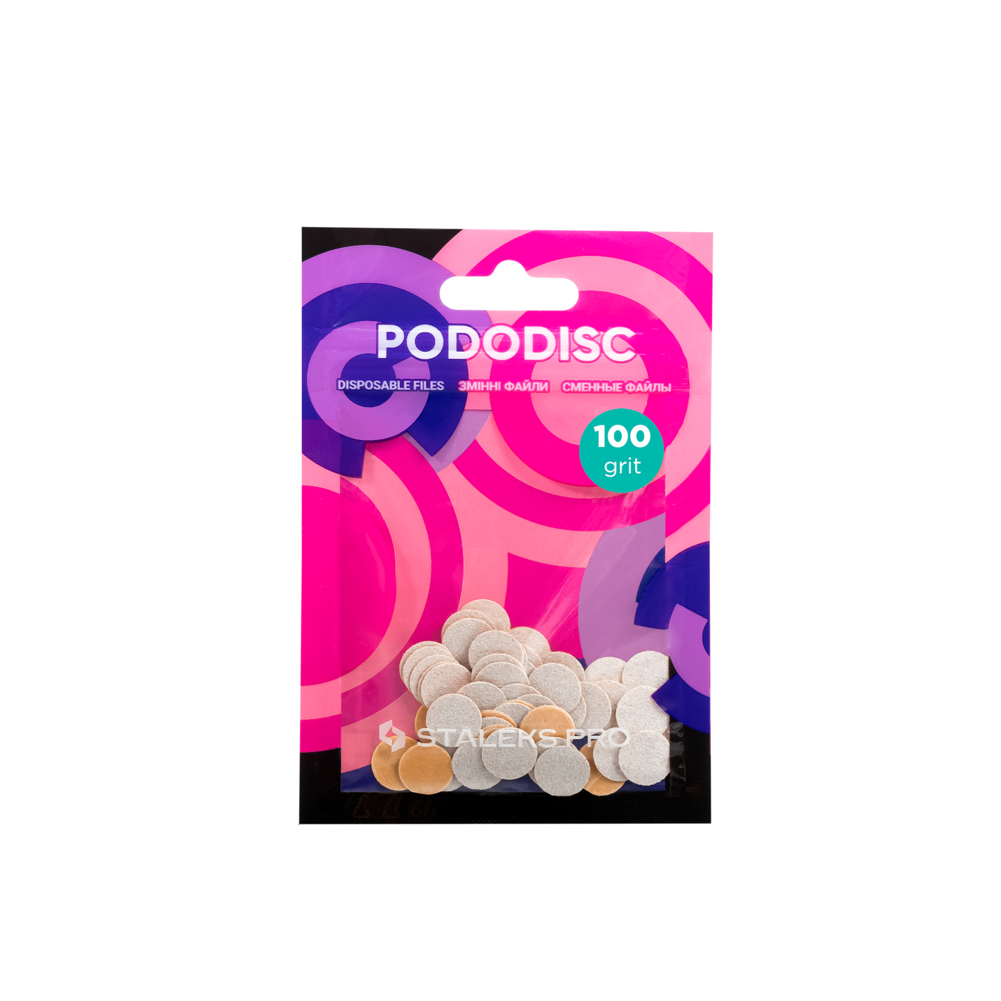 Disposable white files for pedicure disc PODODISC XS EXPERT 100 grit - 50 pcs (PDF-10-100w)