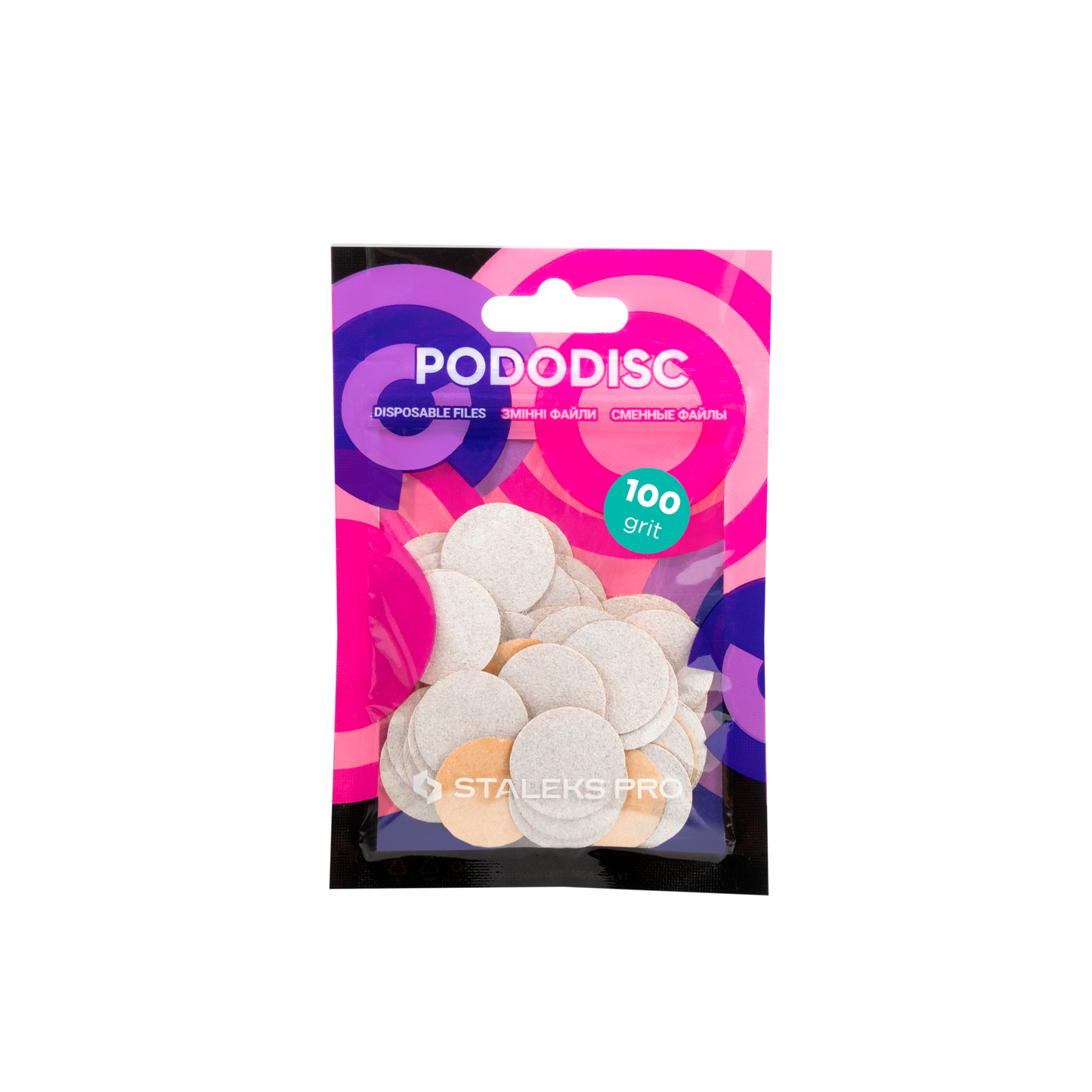 Disposable white files for pedicure disc PODODISC M EXPERT 100 grit - 50 pcs (PDF-20-100w)