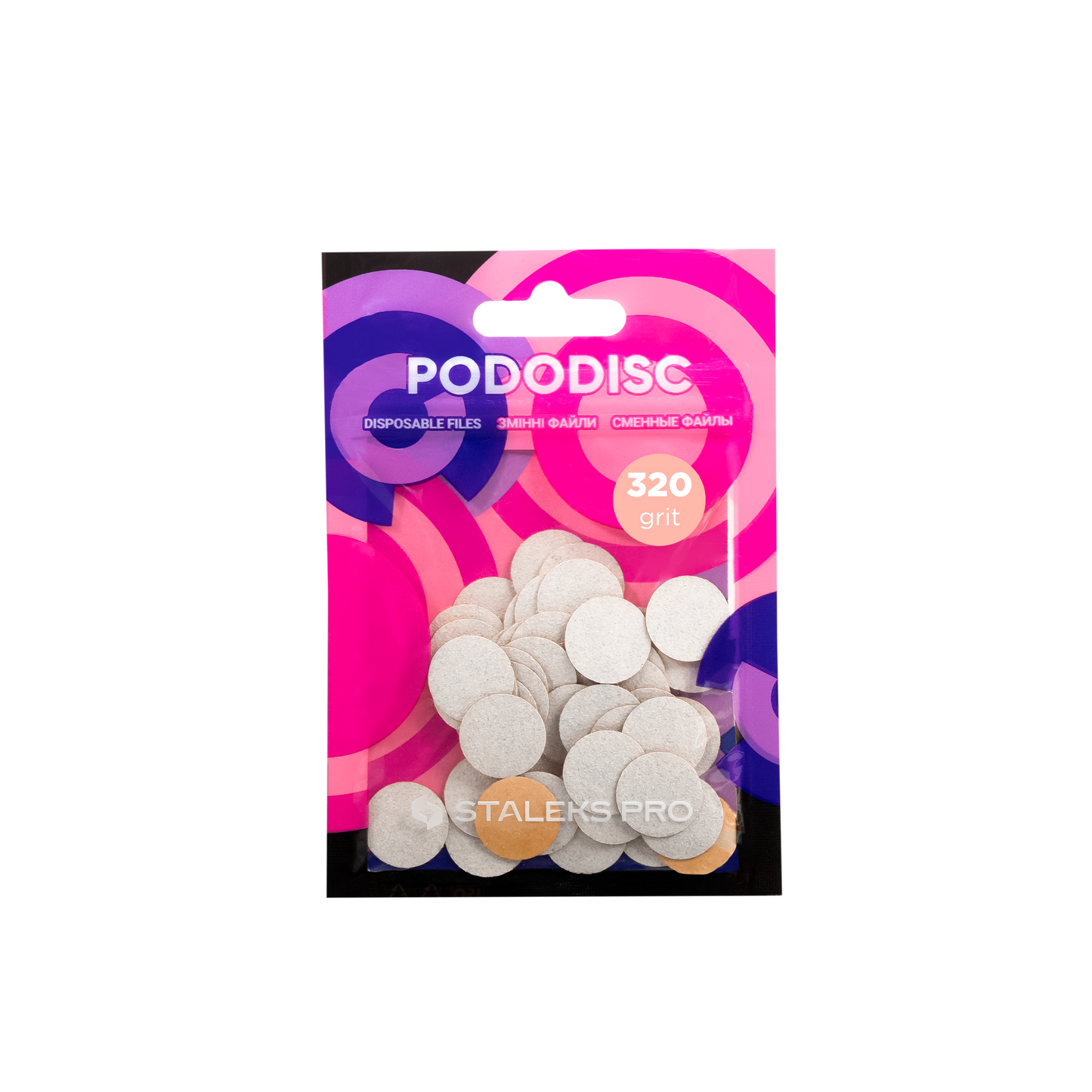 Disposable white files for pedicure disc PODODISC S EXPERT 320 grit - 50 pcs (PDF-15-320w)
