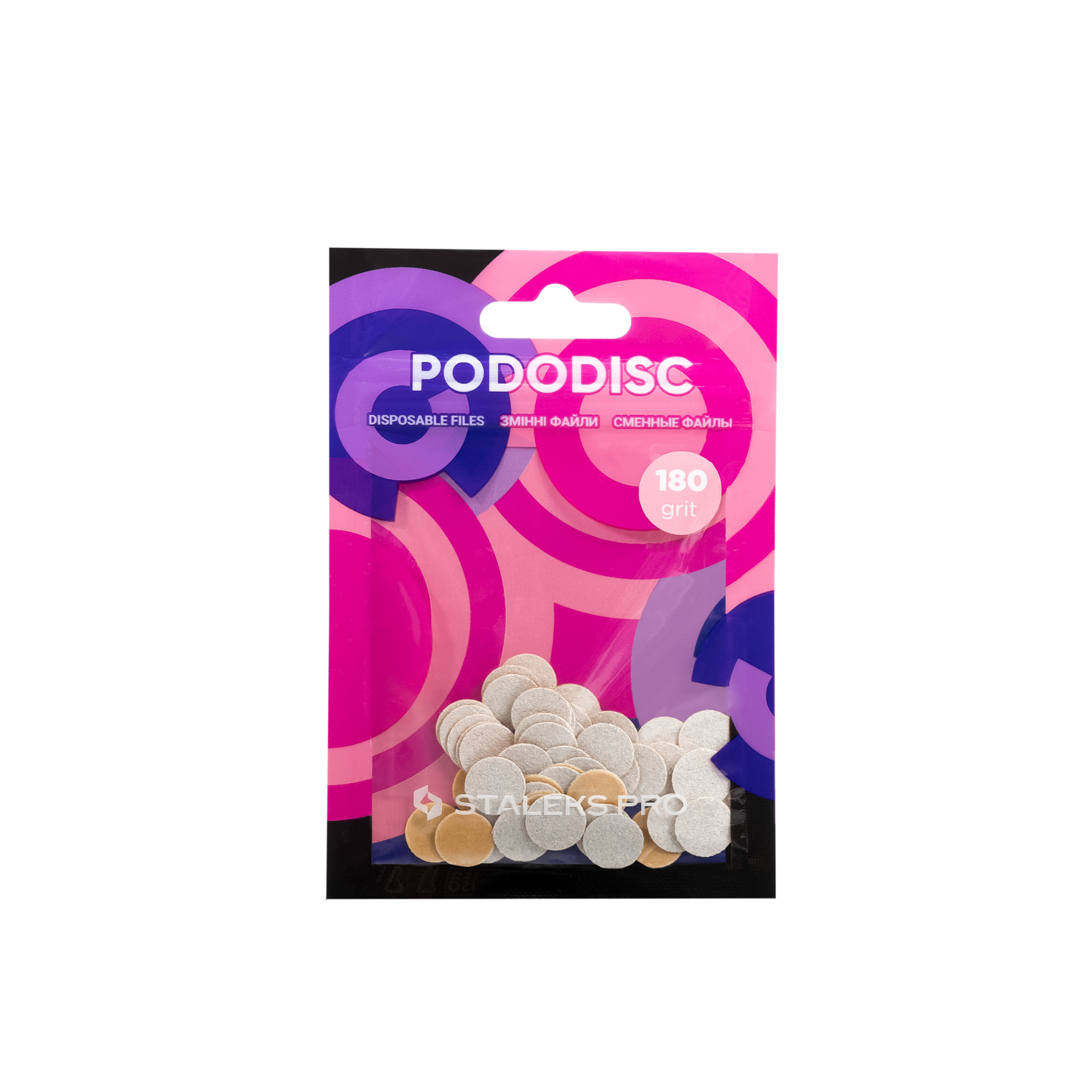 Disposable white files for pedicure disc PODODISC XS EXPERT 180 grit - 50 pcs (PDF-10-180w)