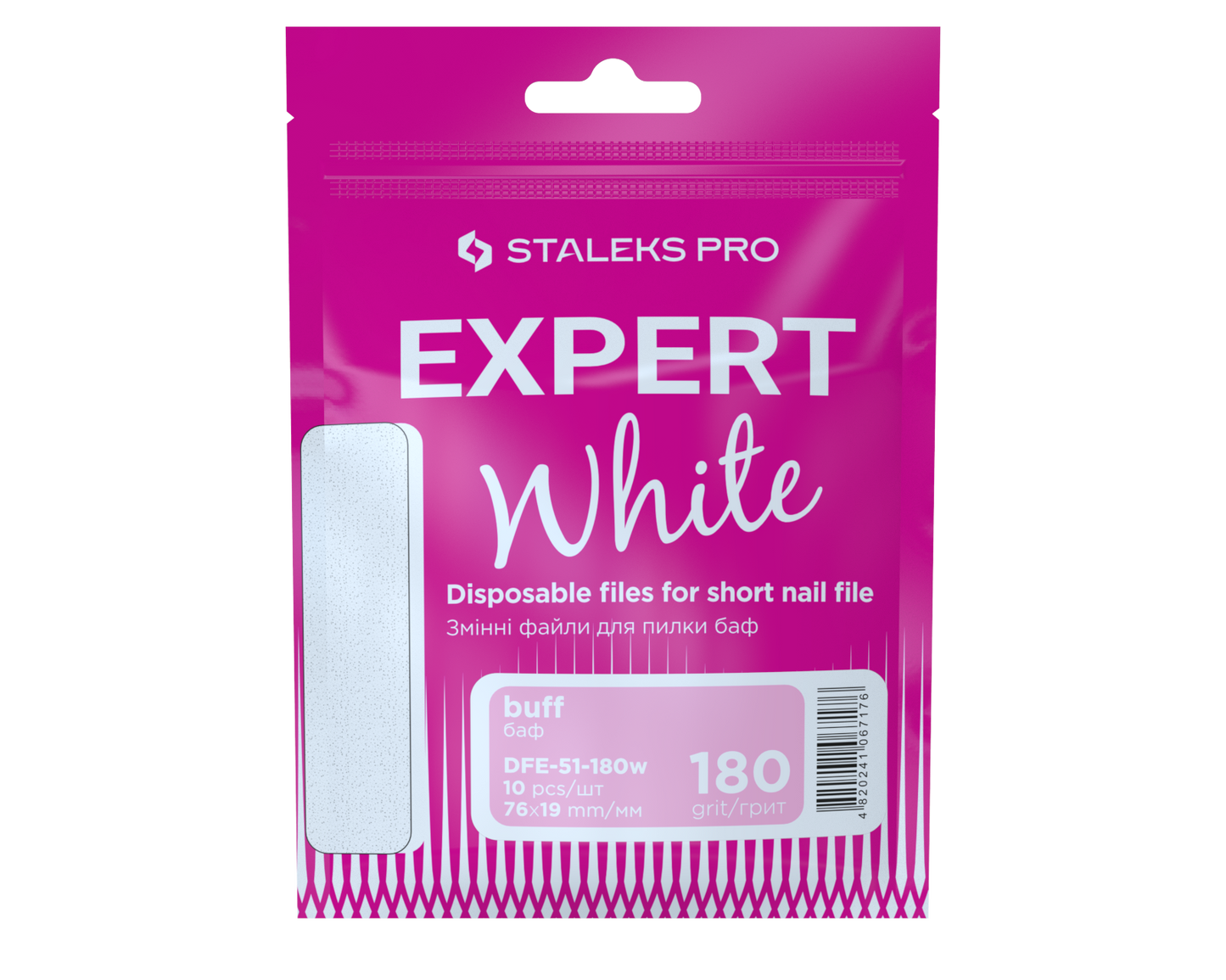 Disposable white files for short nail file (grinding file) EXPERT 51 180 grit - 10 pcs (DFE-51-180w)