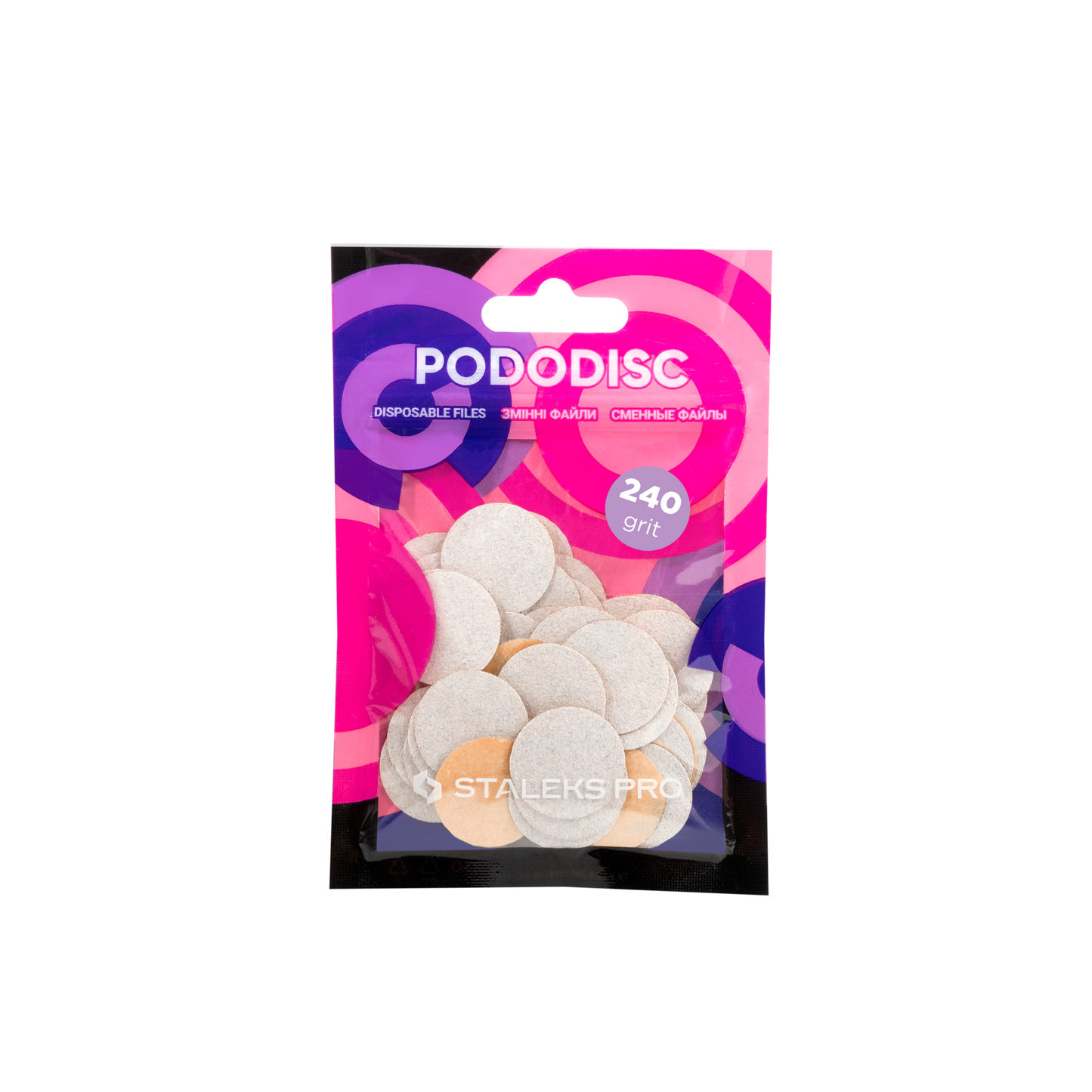 Disposable white files for pedicure disc PODODISC M EXPERT 240 grit - 50 pcs (PDF-20-240w)