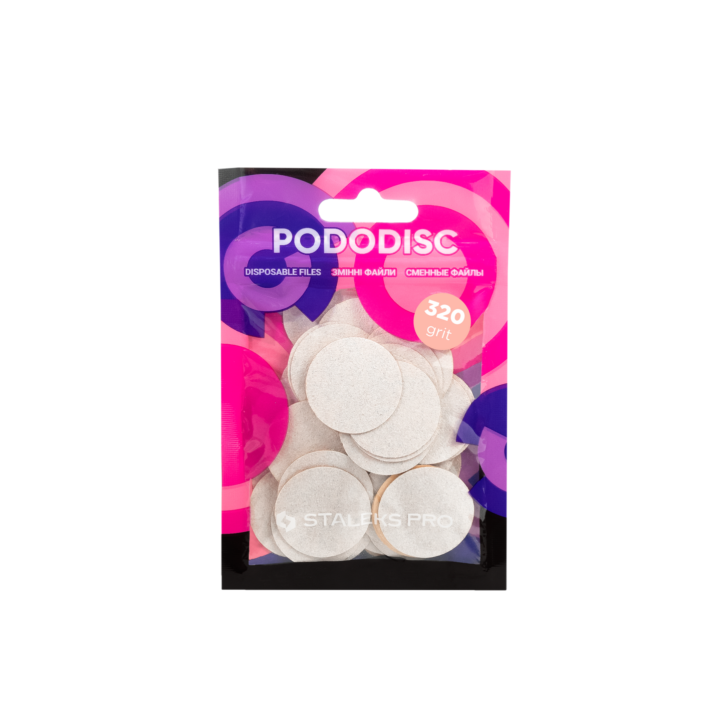 Disposable white files for pedicure disc PODODISC L EXPERT 320 grit - 50 pcs (PDF-25-320w)