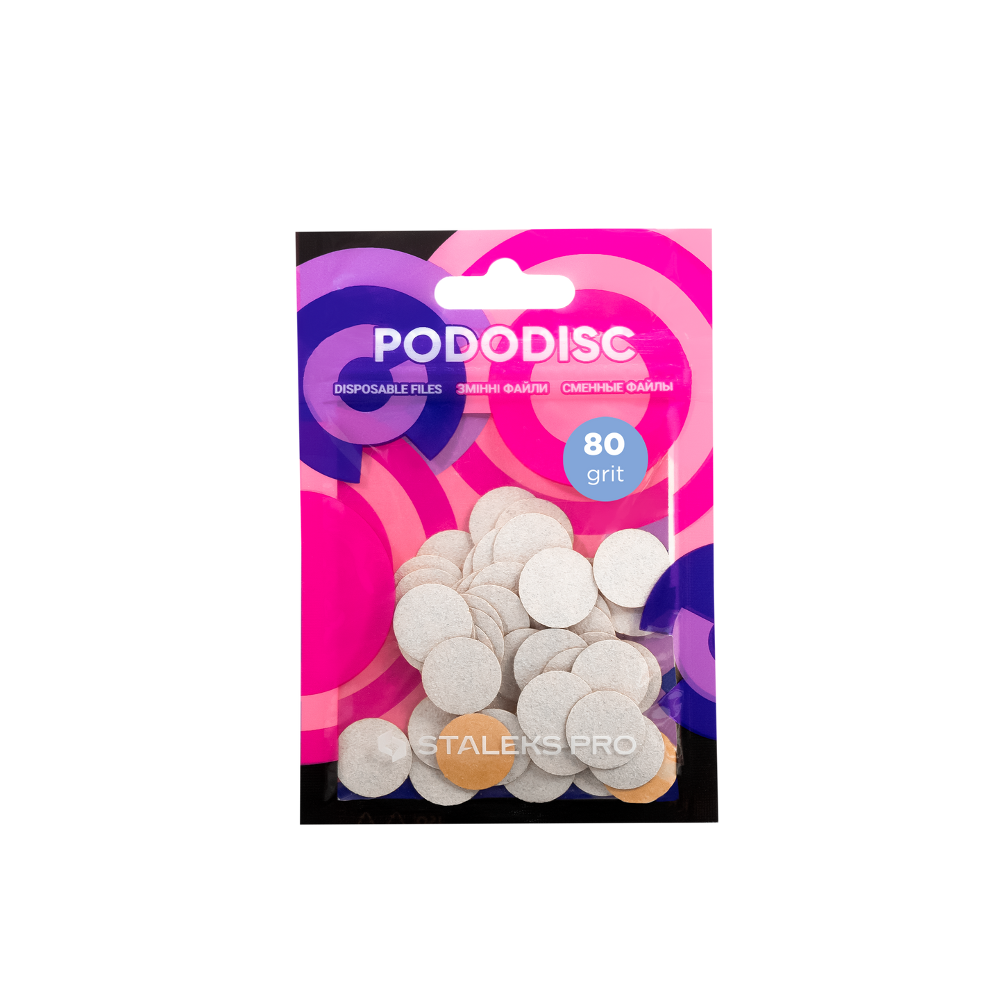 Disposable white files for pedicure disc PODODISC S EXPERT 80 grit - 50 pcs (PDF-15-80w)