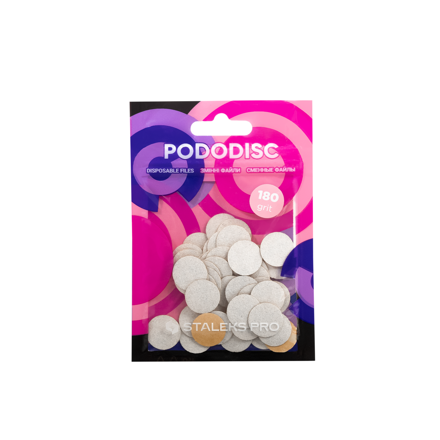 Disposable white files for pedicure disc PODODISC S EXPERT 180 grit - 50 pcs (PDF-15-180w)