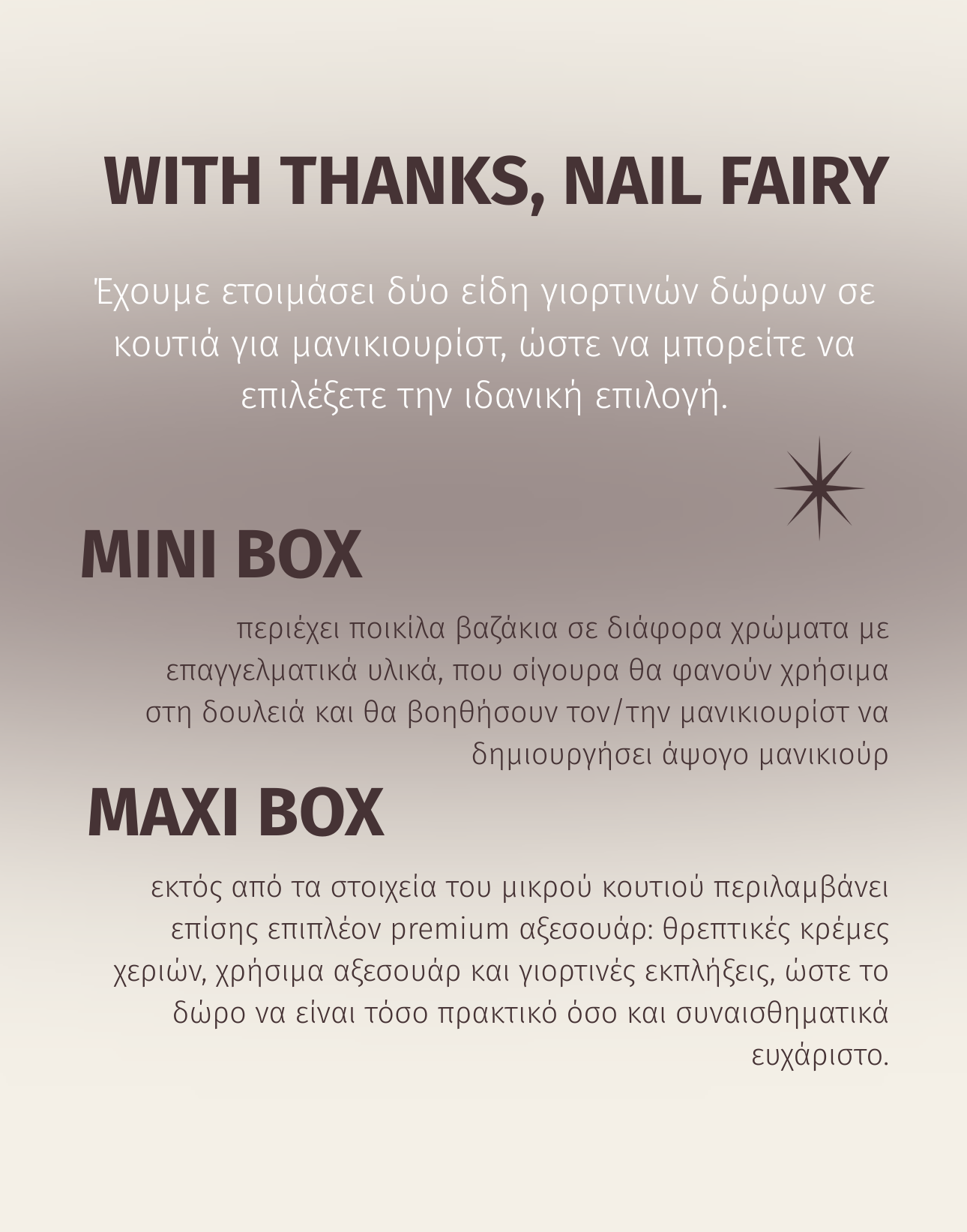 Present box for nail artist