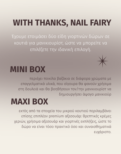 Present box for nail artist
