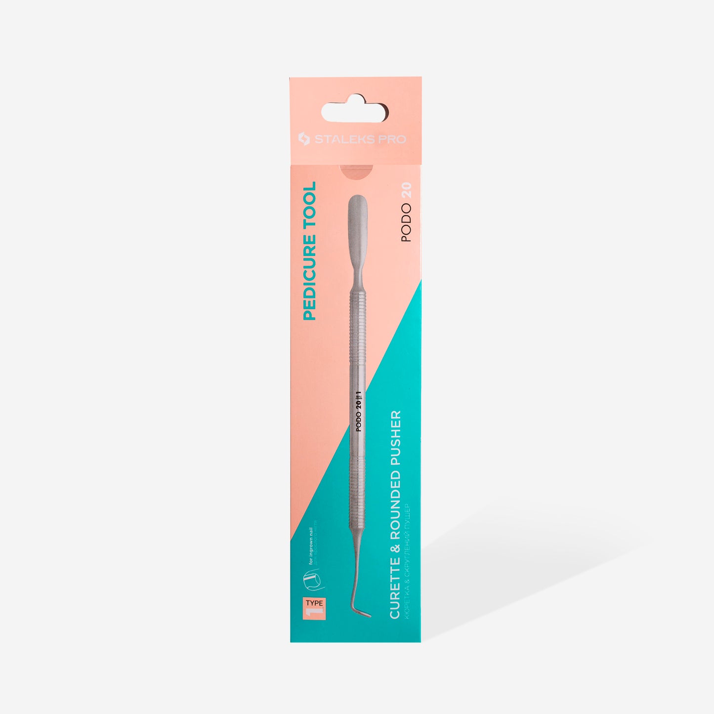 Podology curette PODO 20 TYPE 1 (curette and rounded wide pusher)