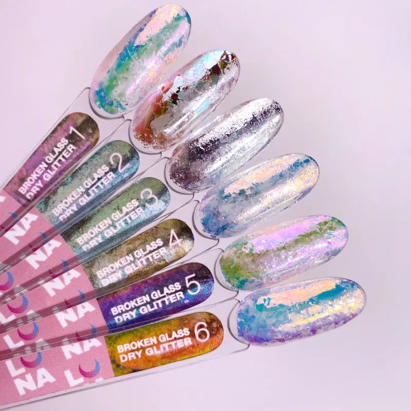 LUNAmoon 'BROKEN GLASS' dry glitter set - 6 pcs