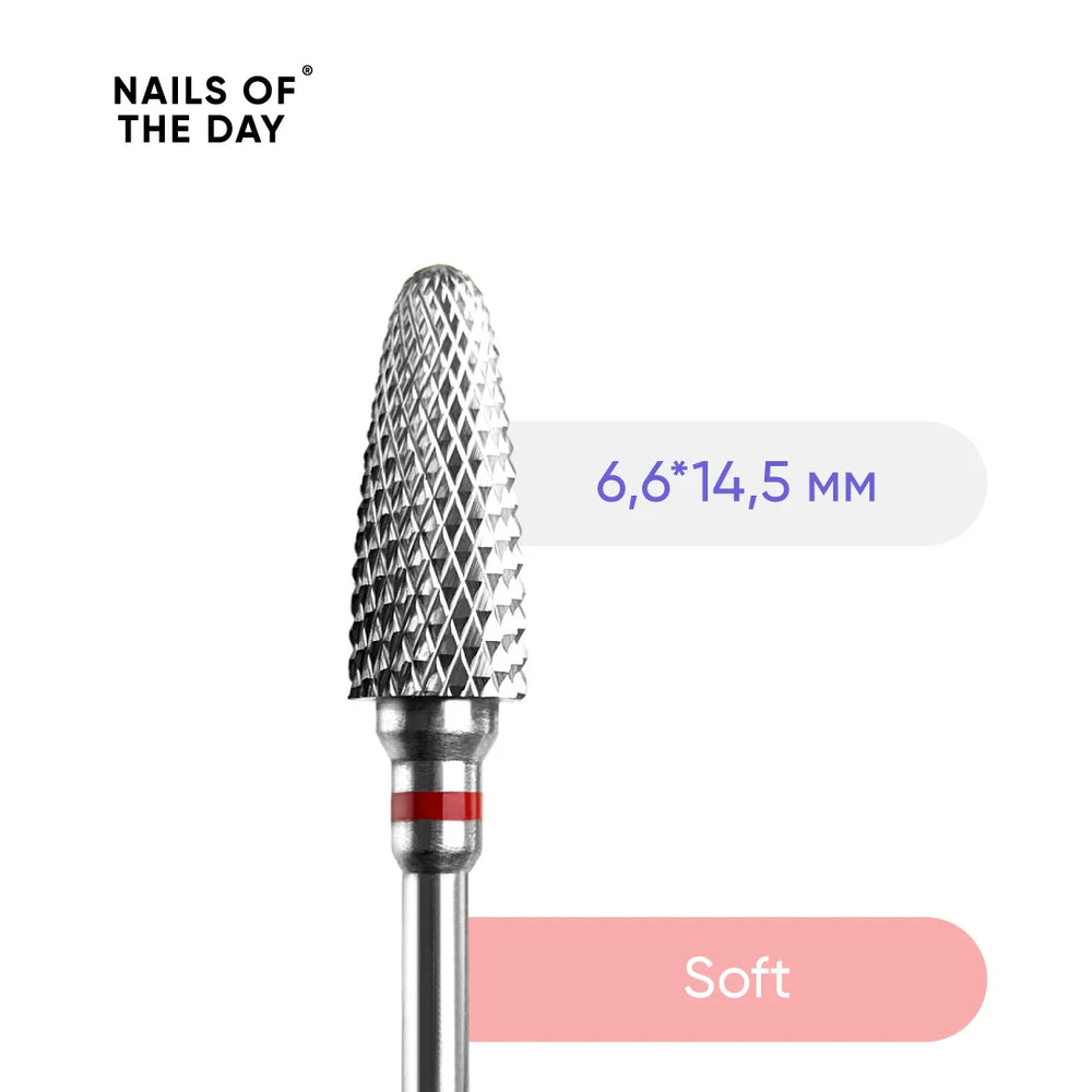 NOTD Carbide nail drill bit corn Red - 6.6*14.5 mm